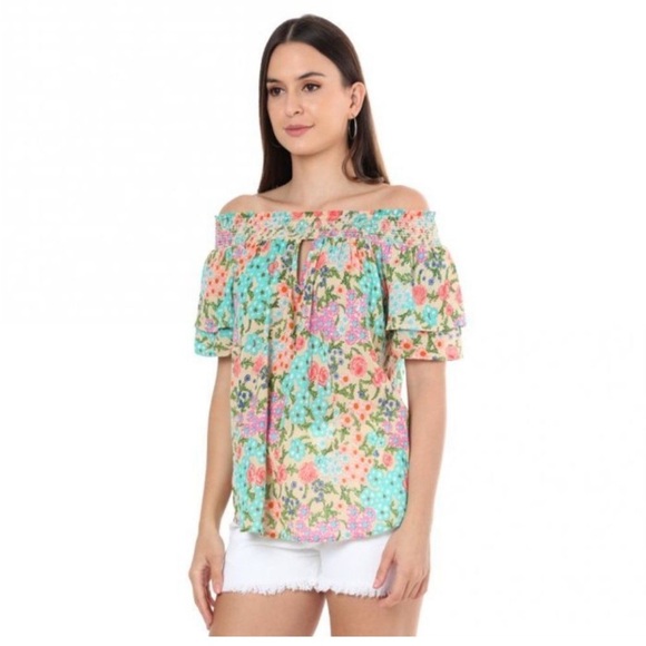 Myra Bag Tops - Myra Bag Floral Top off shoulder bell sleeve boho XL India boho